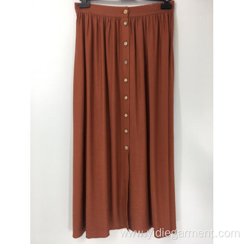 Women'S Mini Skirt Button Front Rust Coloured A line Skirt Factory